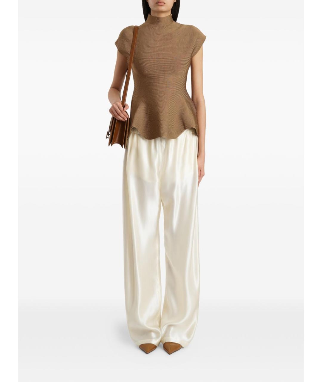 KHAITE Бежевые вискозные прямые брюки, фото 5