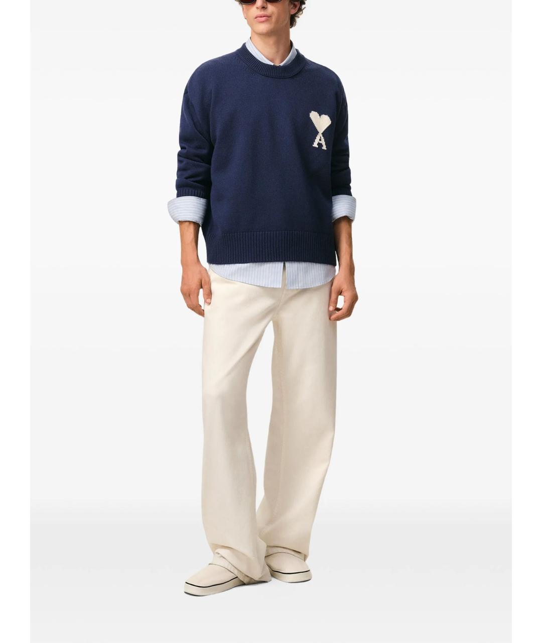 Ami Paris Синий шерстяной джемпер / свитер, фото 2