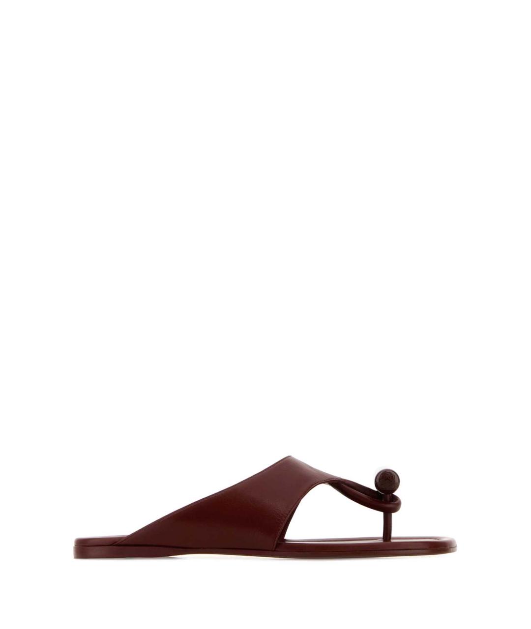LOEWE Бордовые кожаные шлепанцы, фото 1
