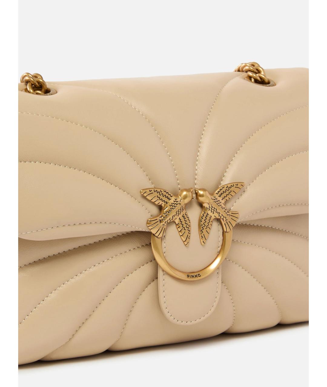PINKO Бежевая кожаная сумка через плечо, фото 2