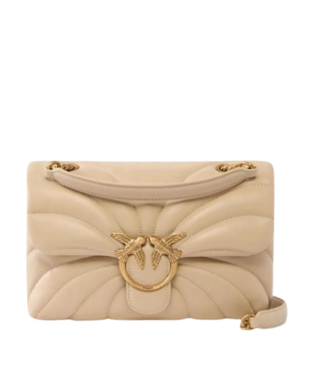 PINKO Бежевая кожаная сумка через плечо, фото 1