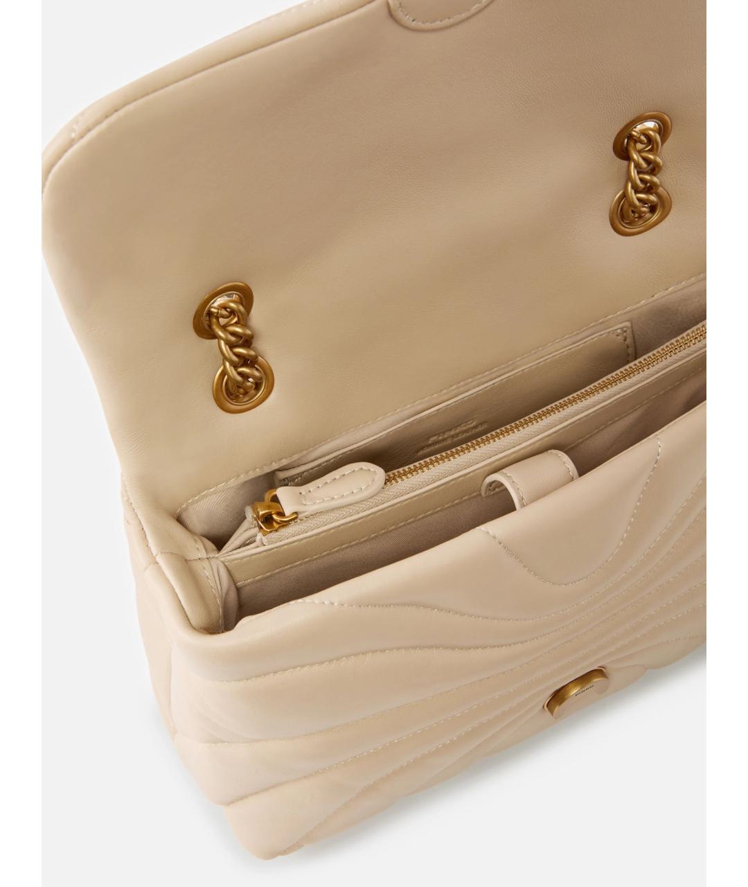 PINKO Бежевая кожаная сумка через плечо, фото 4