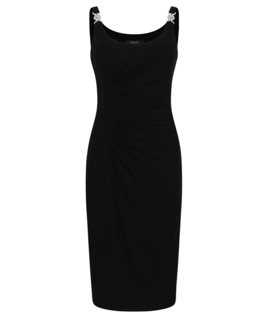 VERSACE Черное вискозное повседневное платье, фото 1