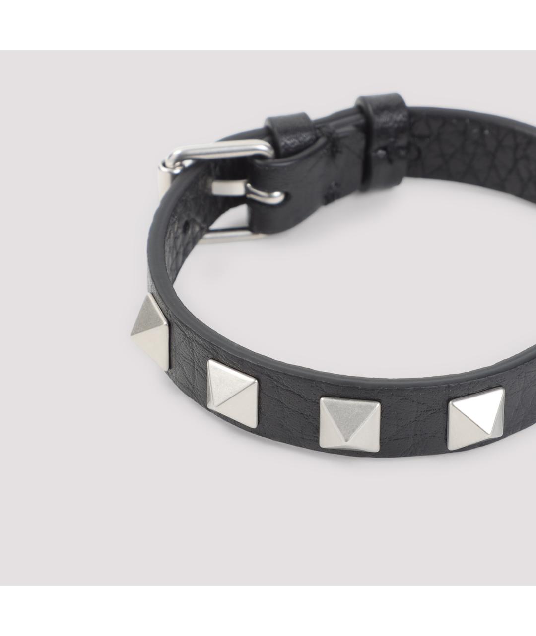 VALENTINO Черный кожаный браслет, фото 4