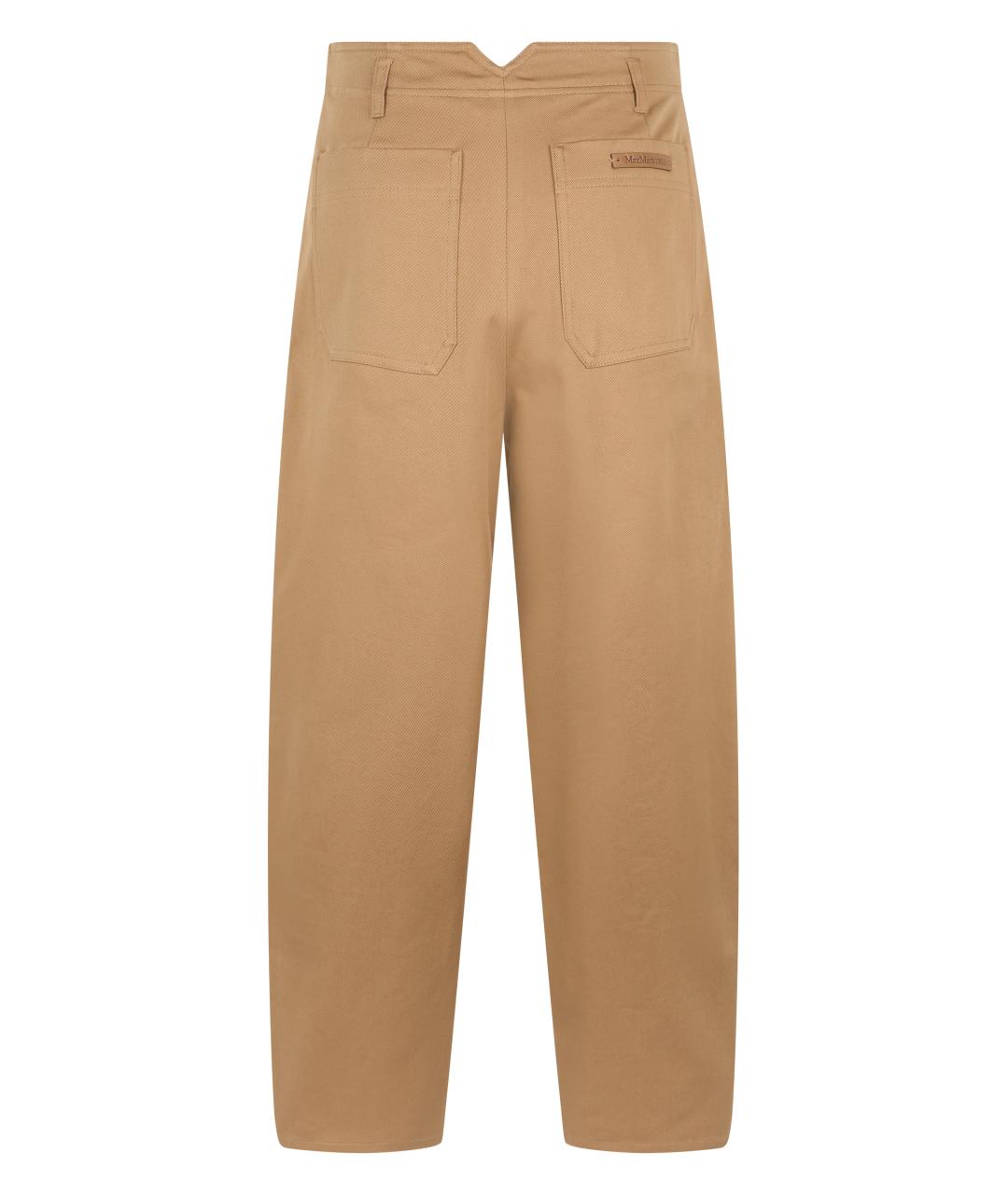 MAX MARA Бежевые хлопковые прямые брюки, фото 2