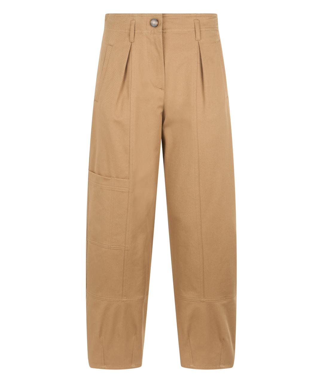 MAX MARA Бежевые хлопковые прямые брюки, фото 1