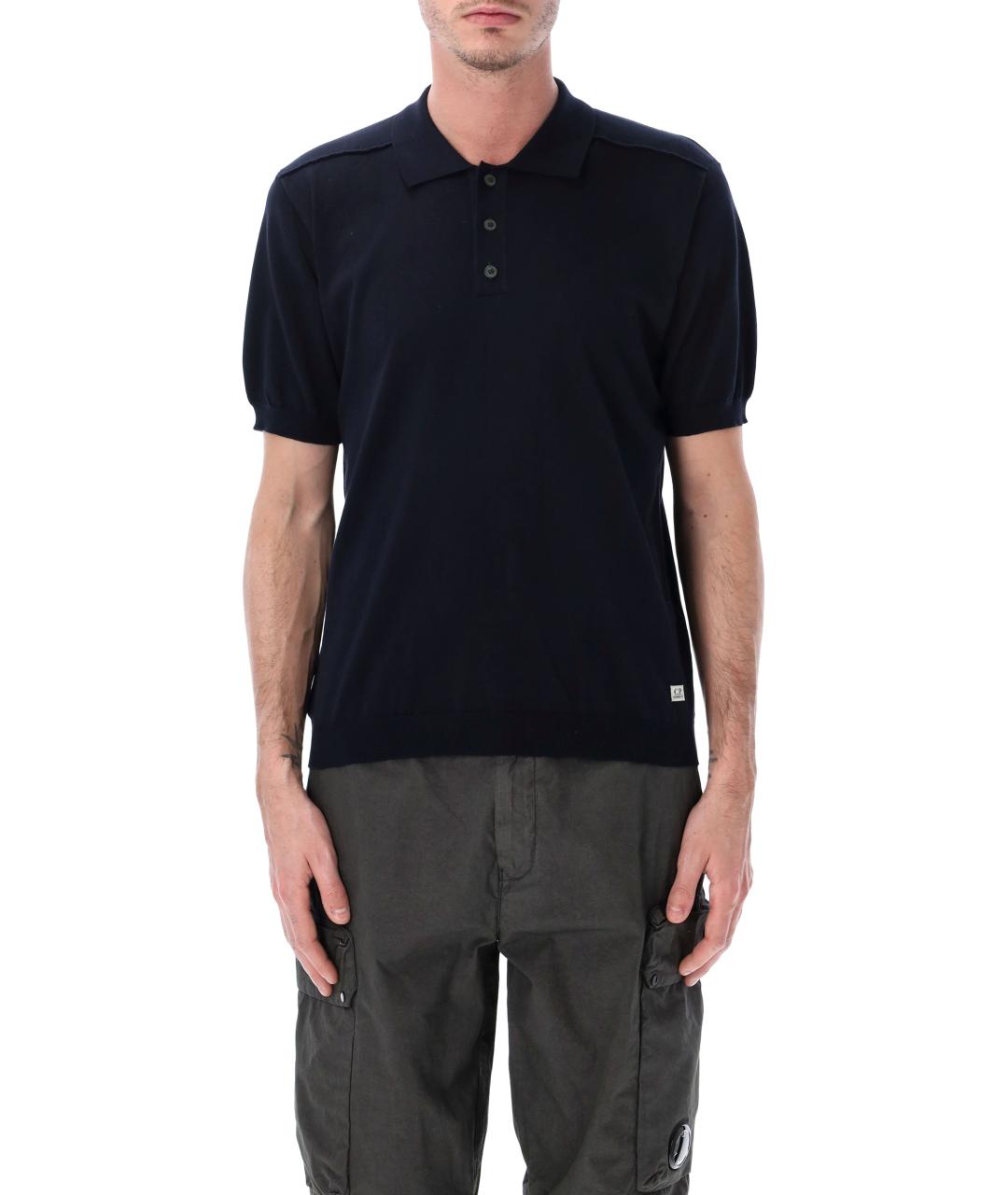 CP COMPANY Темно-синее хлопковое поло с коротким рукавом, фото 1