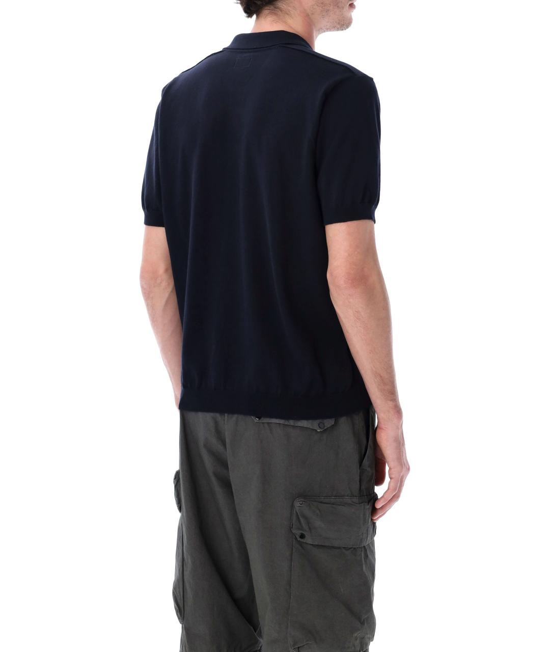 CP COMPANY Темно-синее хлопковое поло с коротким рукавом, фото 2