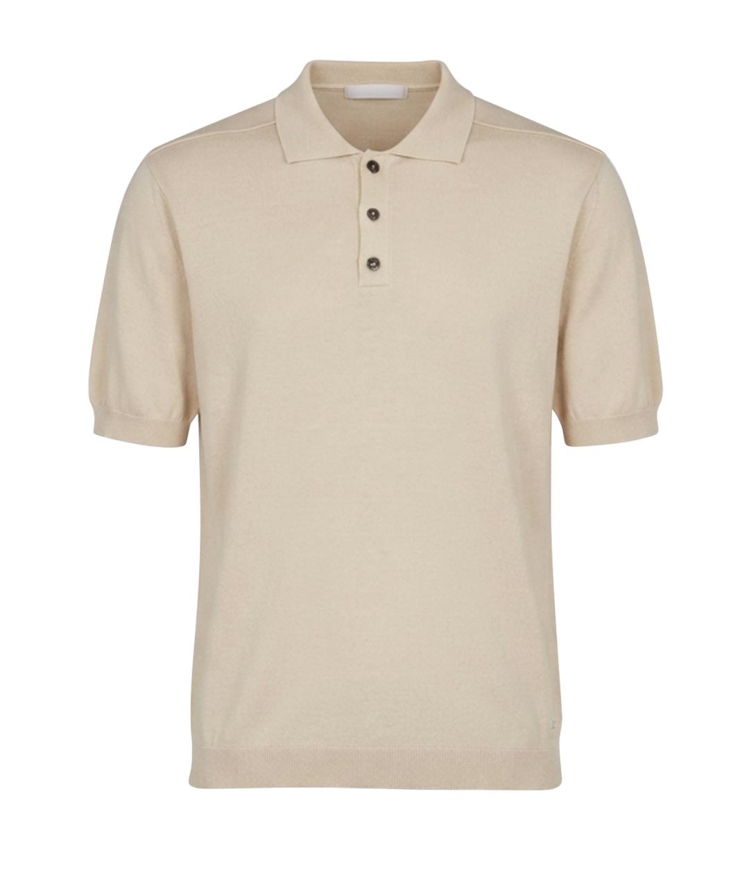 CP COMPANY Бежевое хлопковое поло с коротким рукавом, фото 1