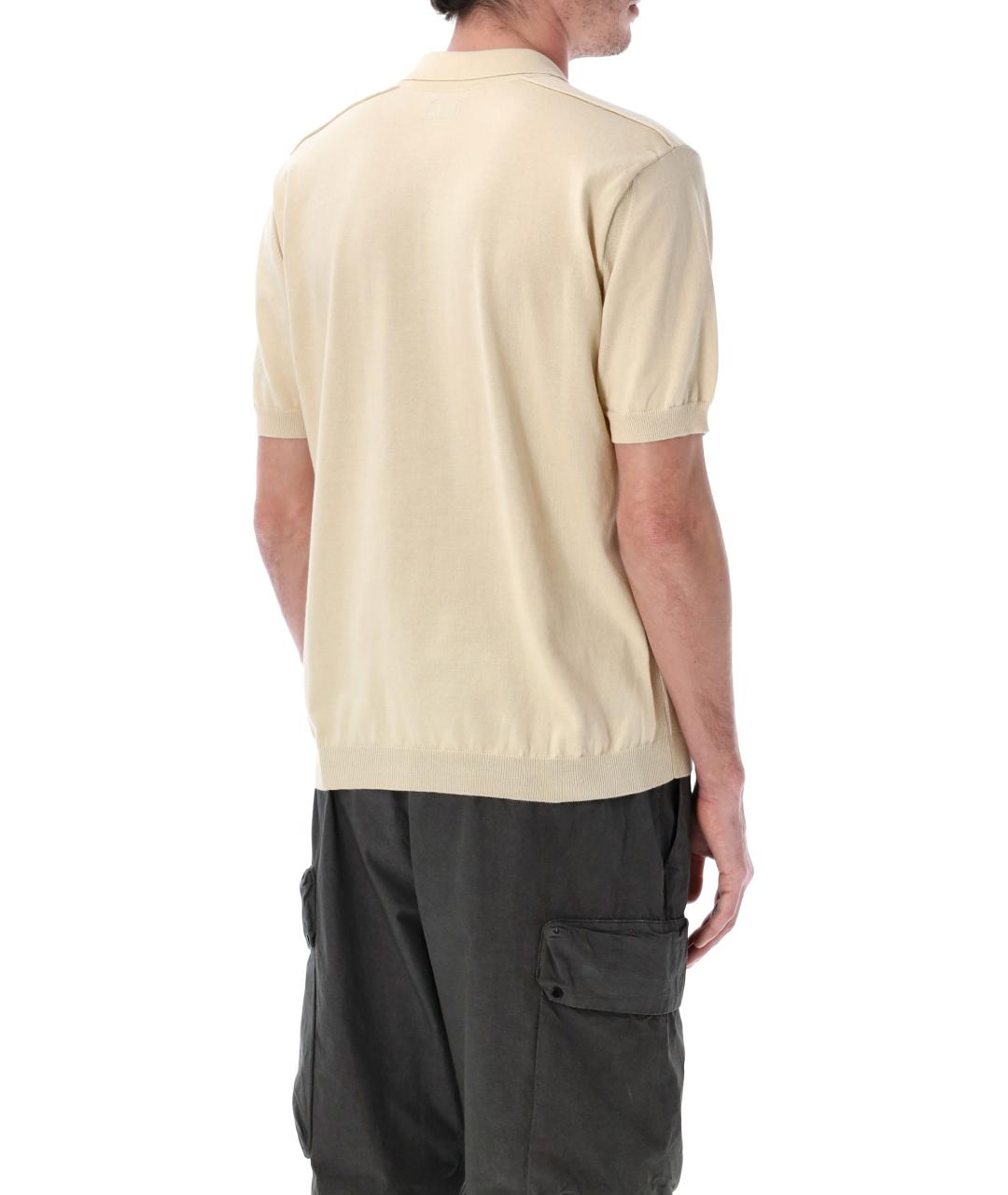 CP COMPANY Бежевое хлопковое поло с коротким рукавом, фото 2