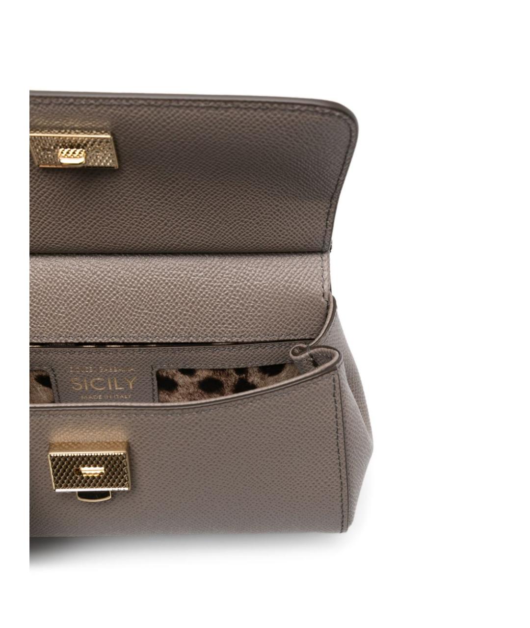 DOLCE&GABBANA Серая кожаная сумка с короткими ручками, фото 4