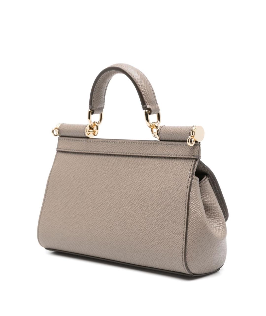 DOLCE&GABBANA Серая кожаная сумка с короткими ручками, фото 3