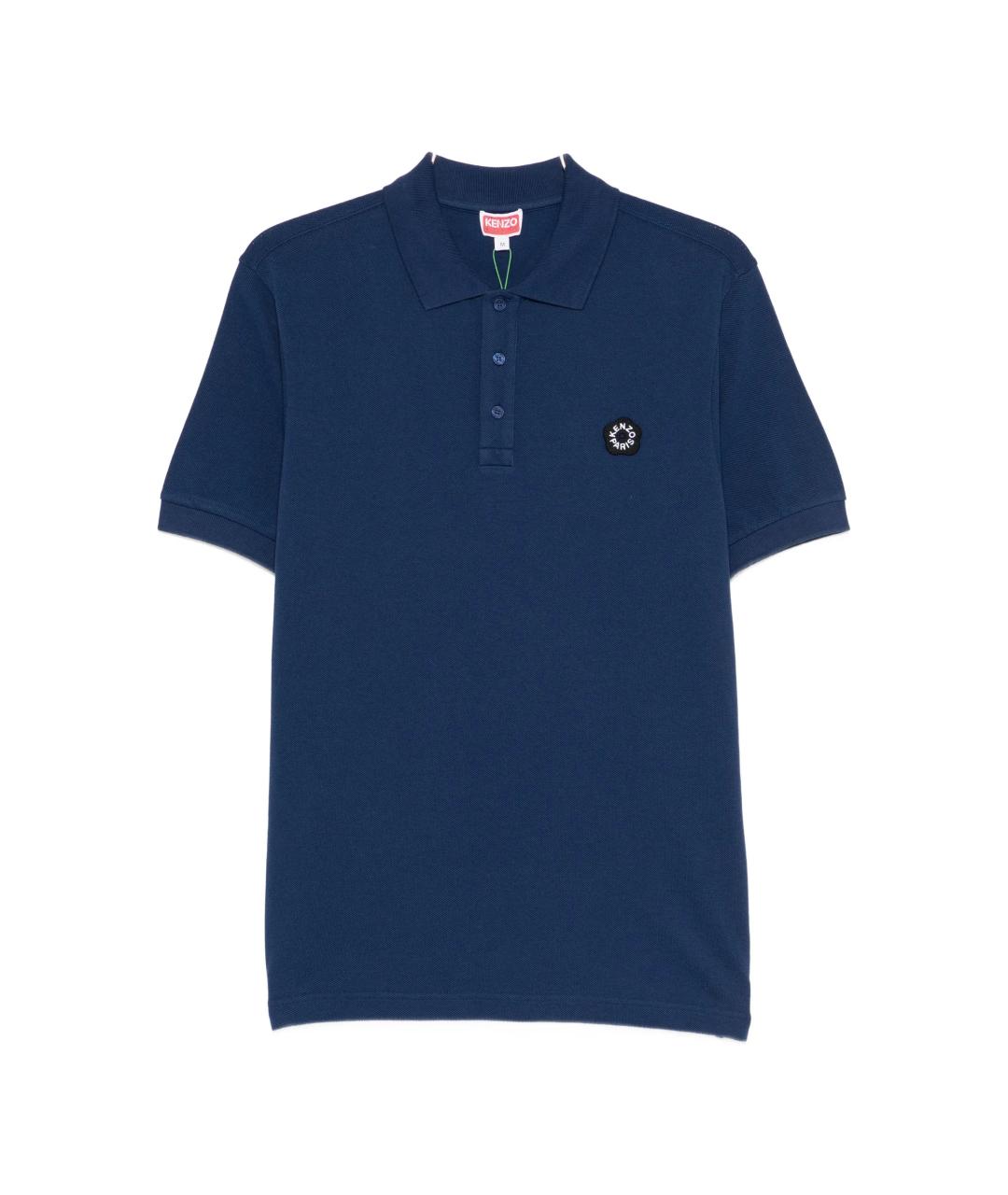 KENZO Синее хлопковое поло с коротким рукавом, фото 1