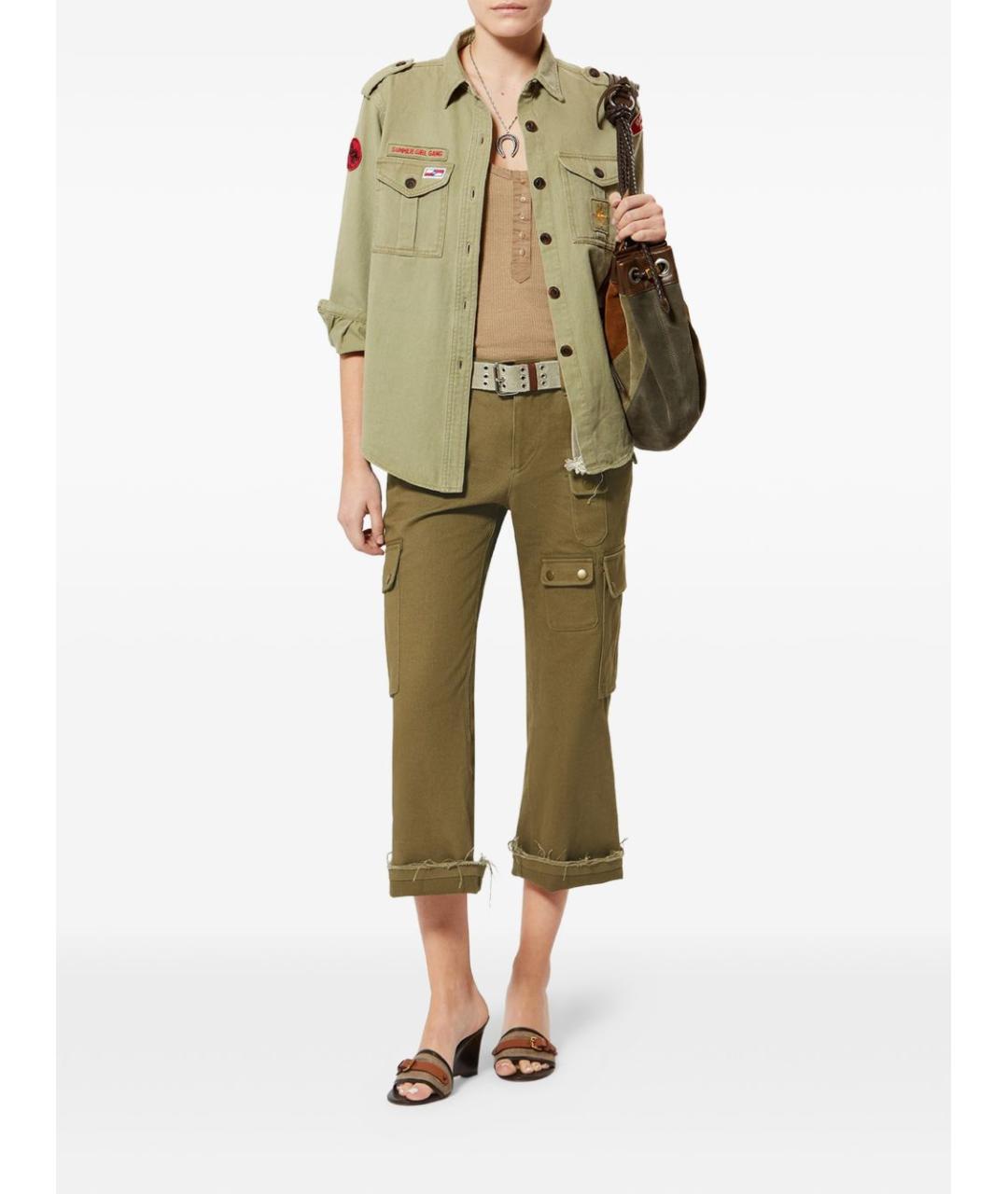 ISABEL MARANT Хаки шерстяные прямые брюки, фото 5