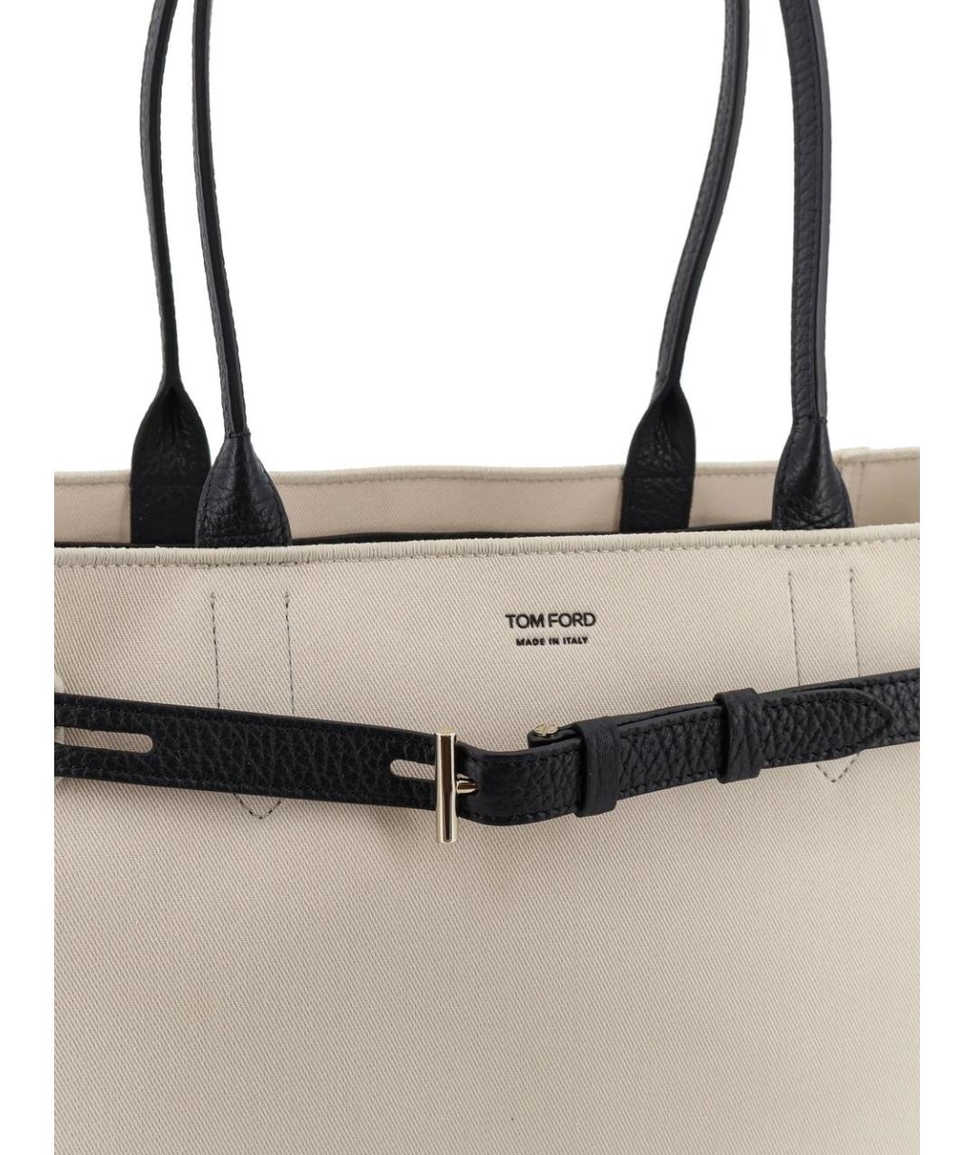 TOM FORD Бежевая хлопковая сумка тоут, фото 3