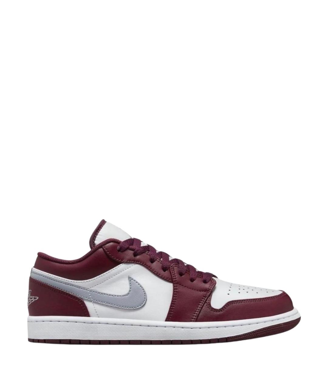 JORDAN Бордовые кожаные низкие кроссовки / кеды, фото 1