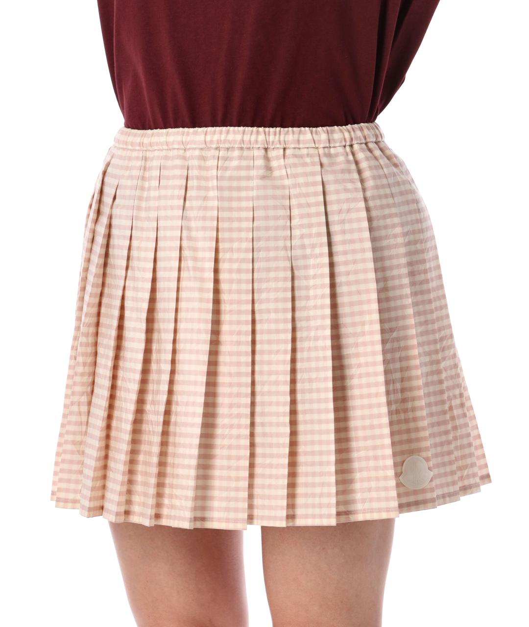 MONCLER Розовая хлопковая юбка мини, фото 3