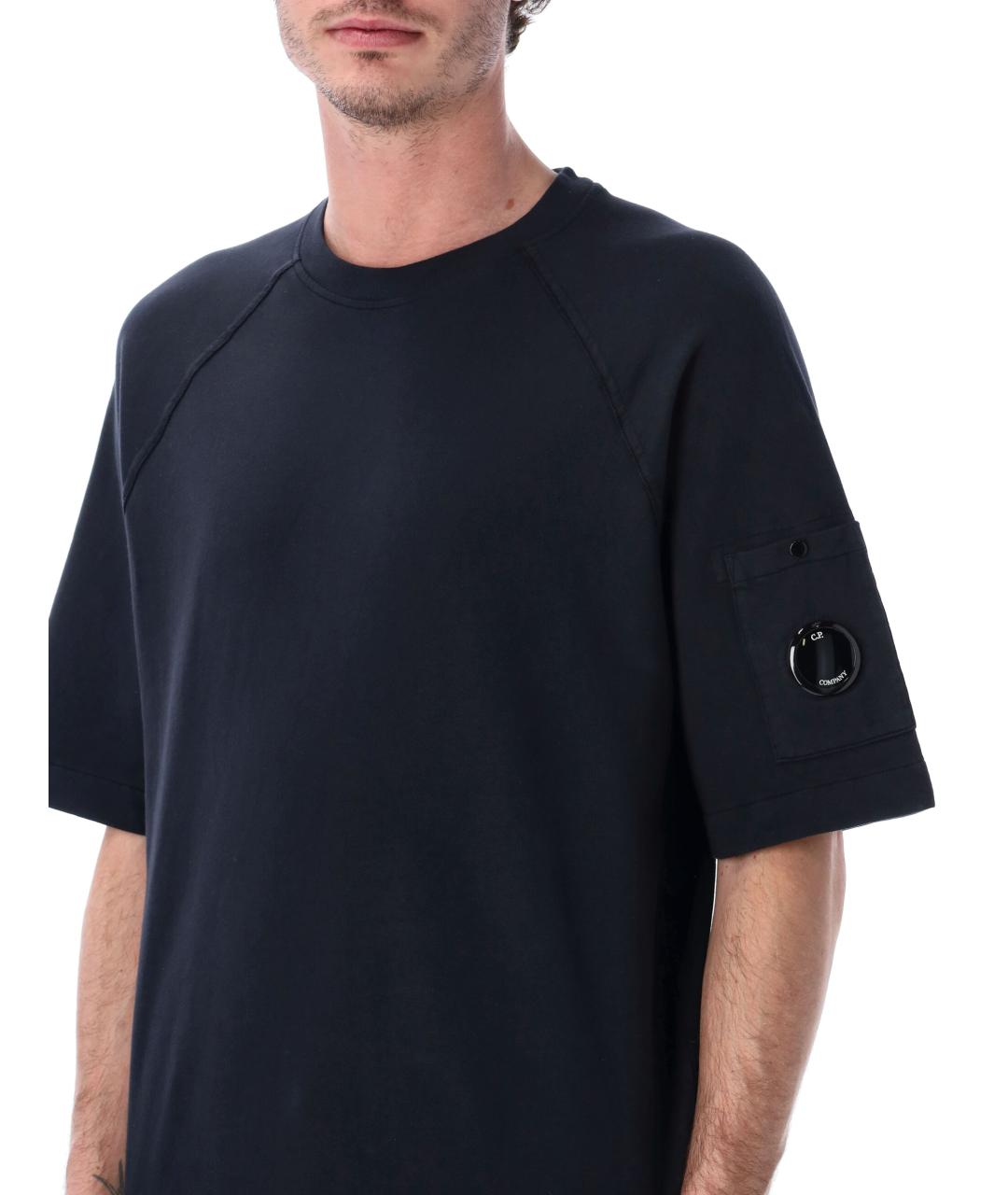 CP COMPANY Темно-синяя хлопковая футболка, фото 3