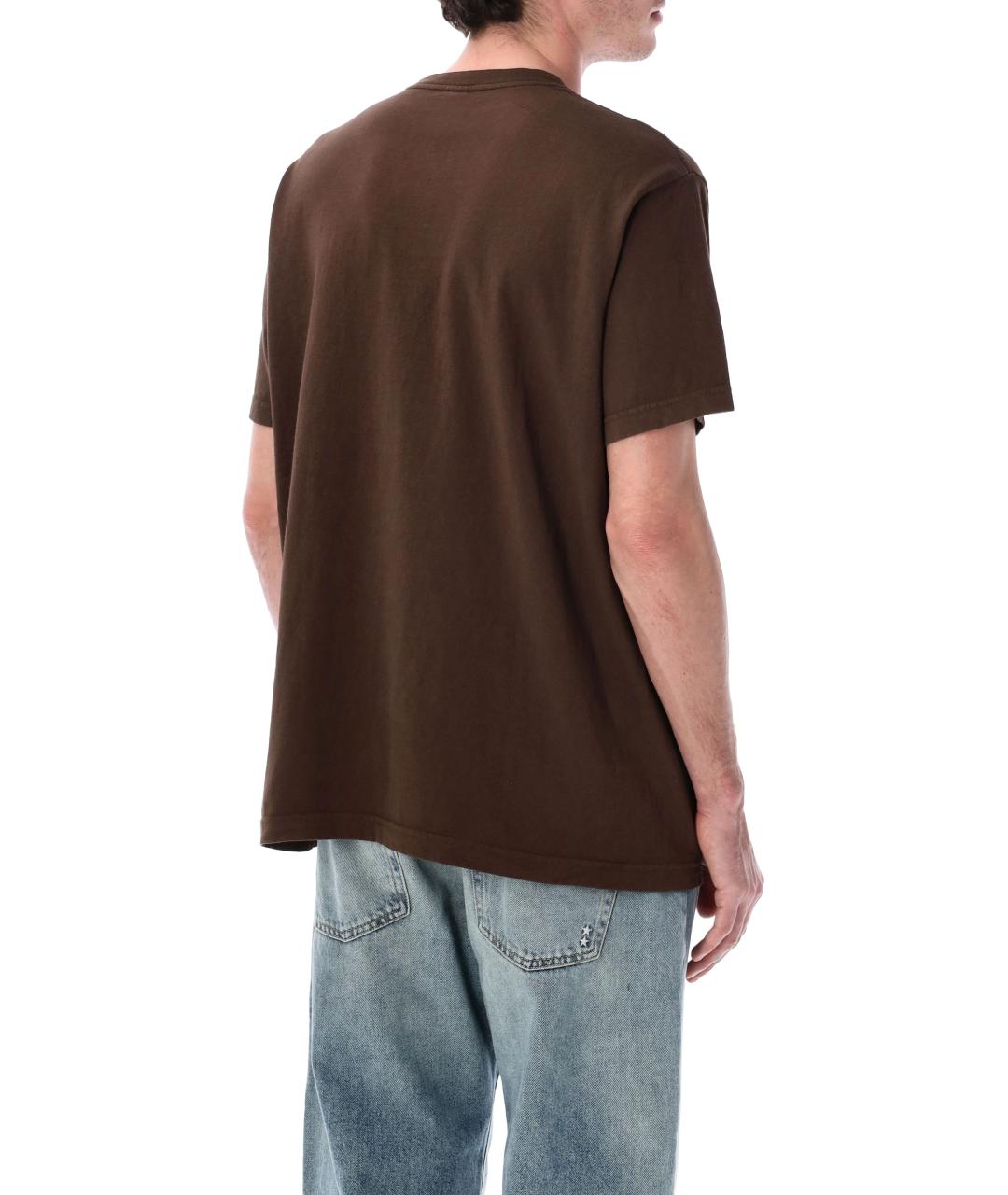 SPORTY AND RICH Коричневая хлопковая футболка, фото 2