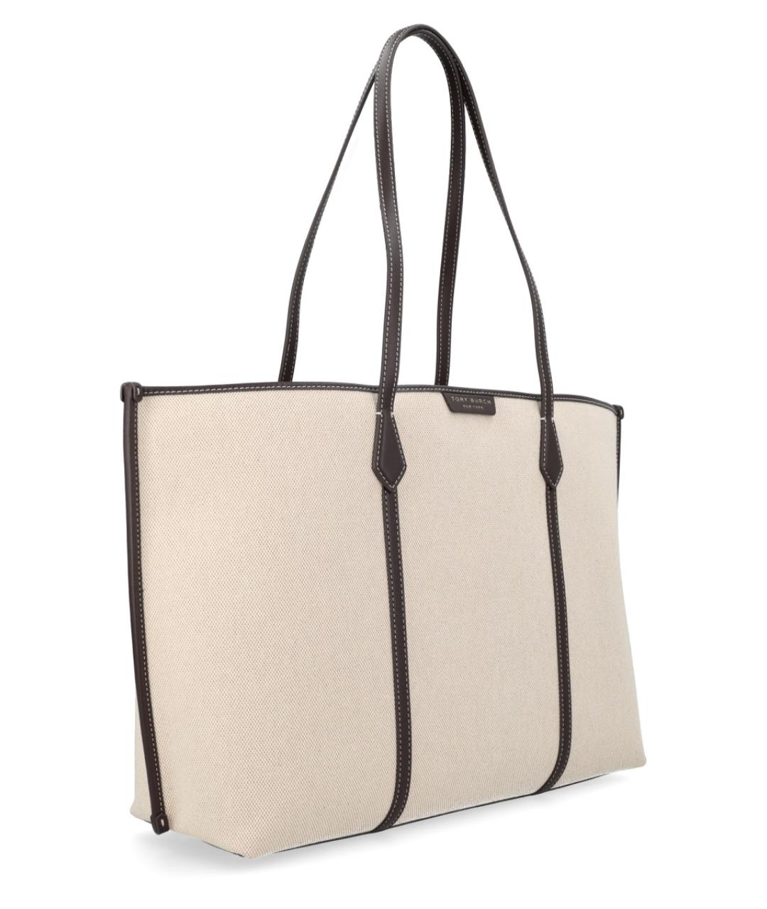 TORY BURCH Бежевая тканевая сумка тоут, фото 3