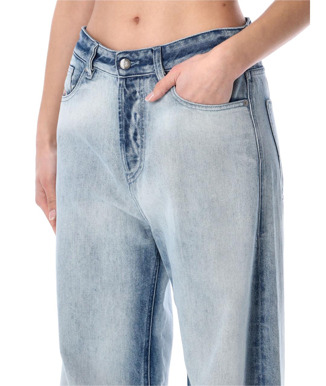 DIESEL Голубые хлопковые прямые джинсы, фото 3