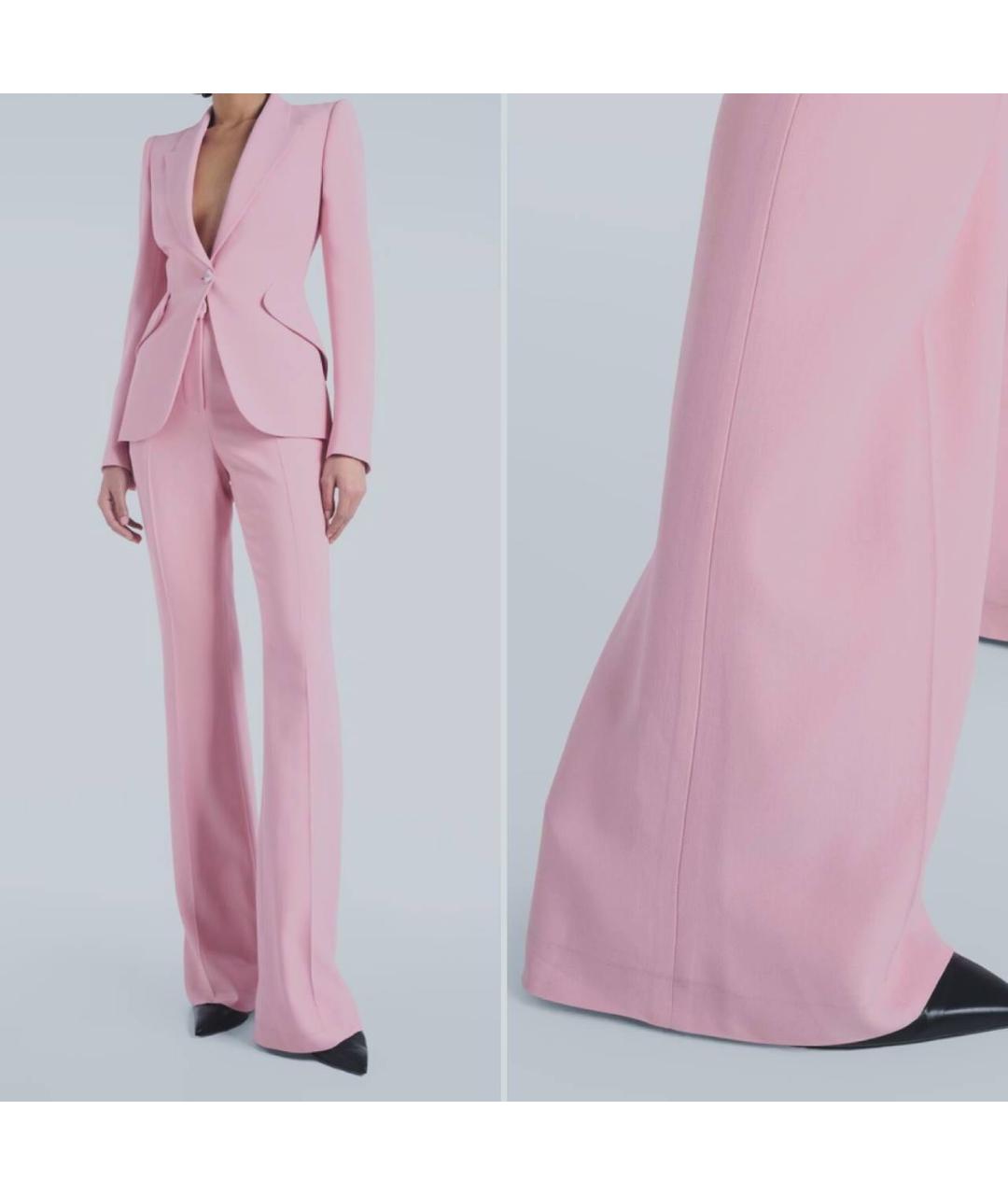 ALEXANDER MCQUEEN Розовые вискозные прямые брюки, фото 2