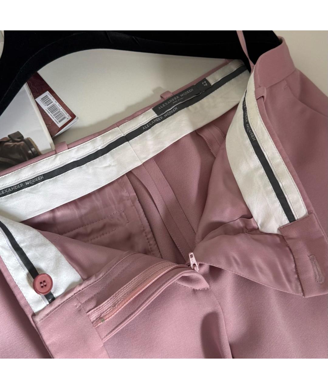 ALEXANDER MCQUEEN Розовые вискозные прямые брюки, фото 4