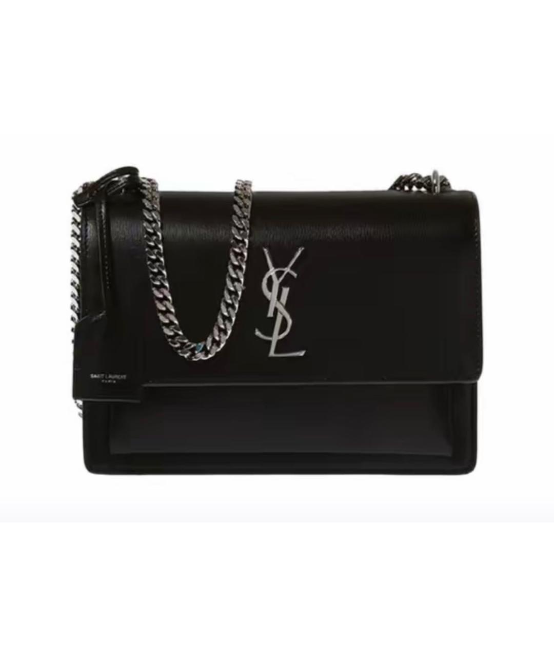 SAINT LAURENT Черная кожаная сумка через плечо, фото 3