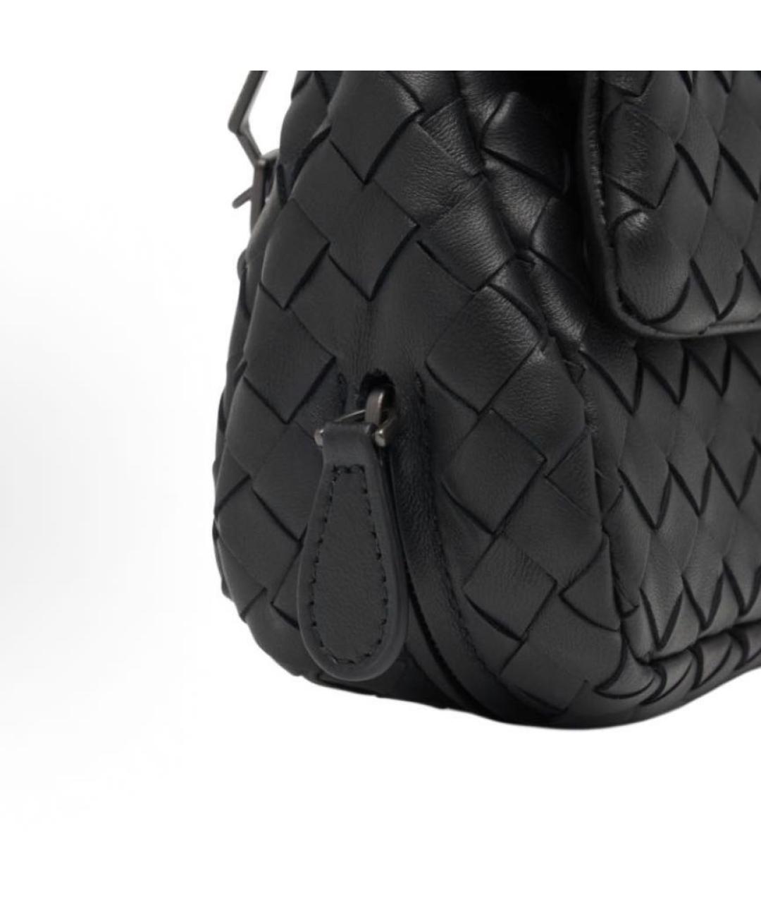 BOTTEGA VENETA Черная кожаная сумка через плечо, фото 6