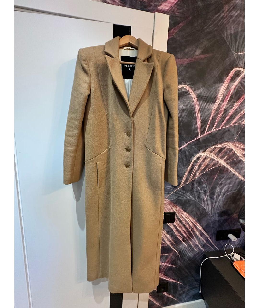 PATRIZIA PEPE Бежевое вискозное пальто, фото 5