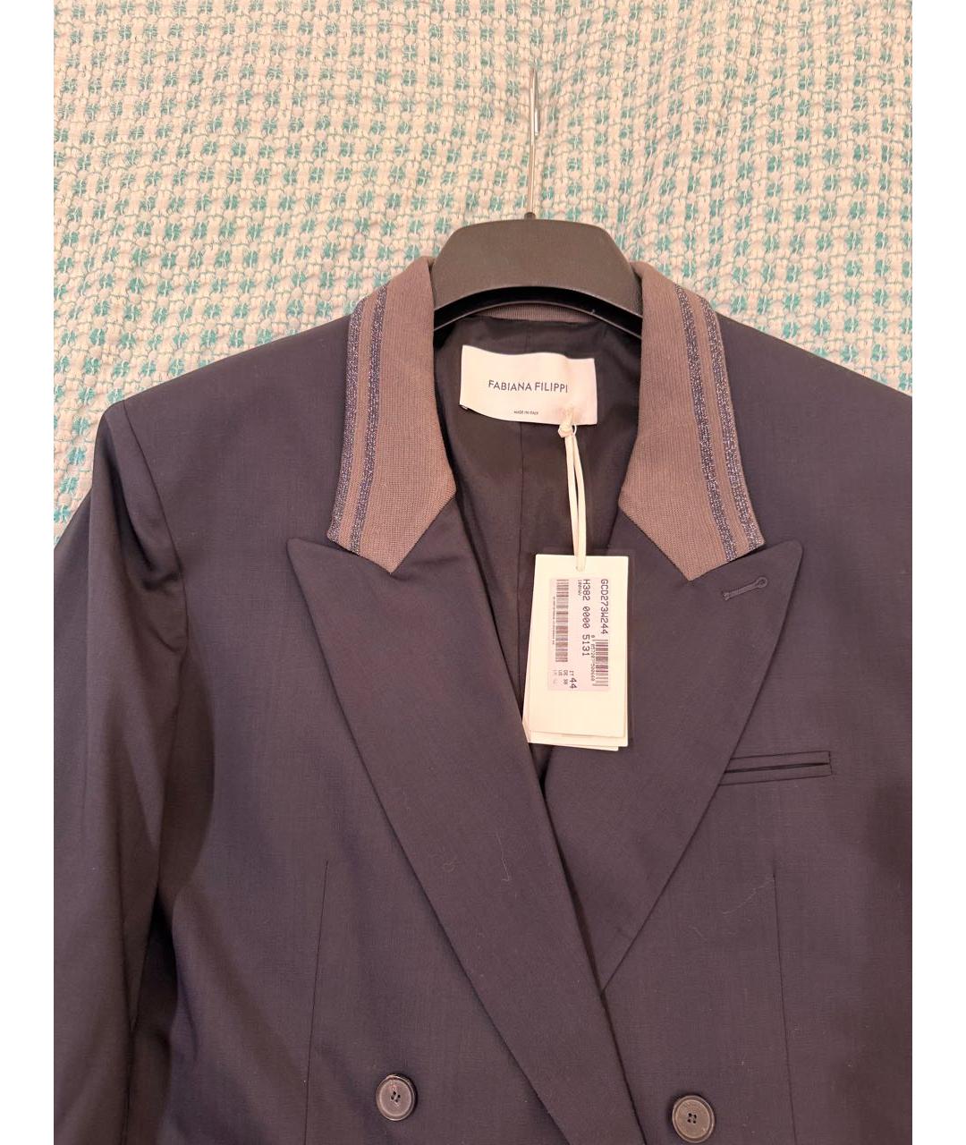 FABIANA FILIPPI Темно-синий шерстяной жакет/пиджак, фото 3