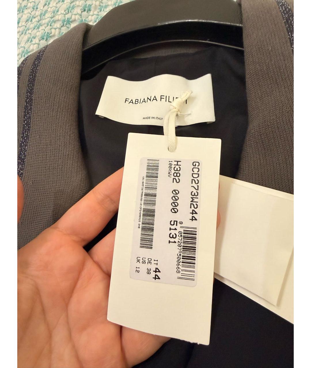 FABIANA FILIPPI Темно-синий шерстяной жакет/пиджак, фото 4