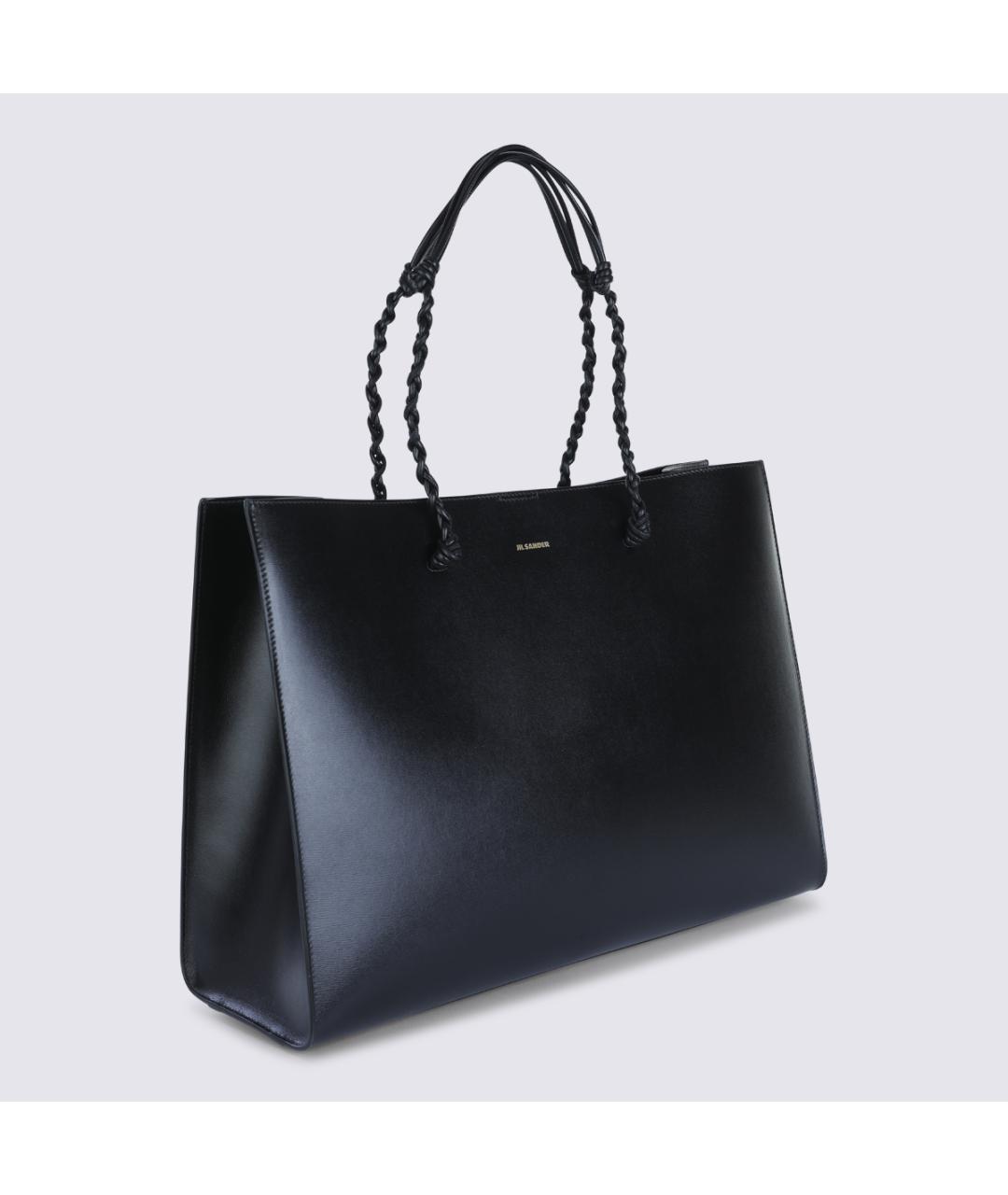 JIL SANDER Черная кожаная сумка тоут, фото 2