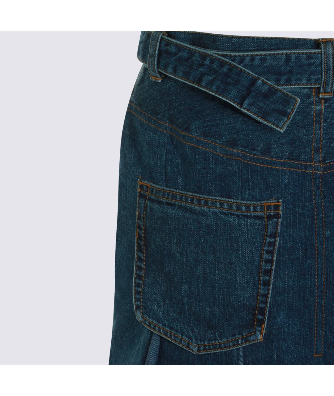 SACAI Синяя хлопковая юбка макси, фото 4