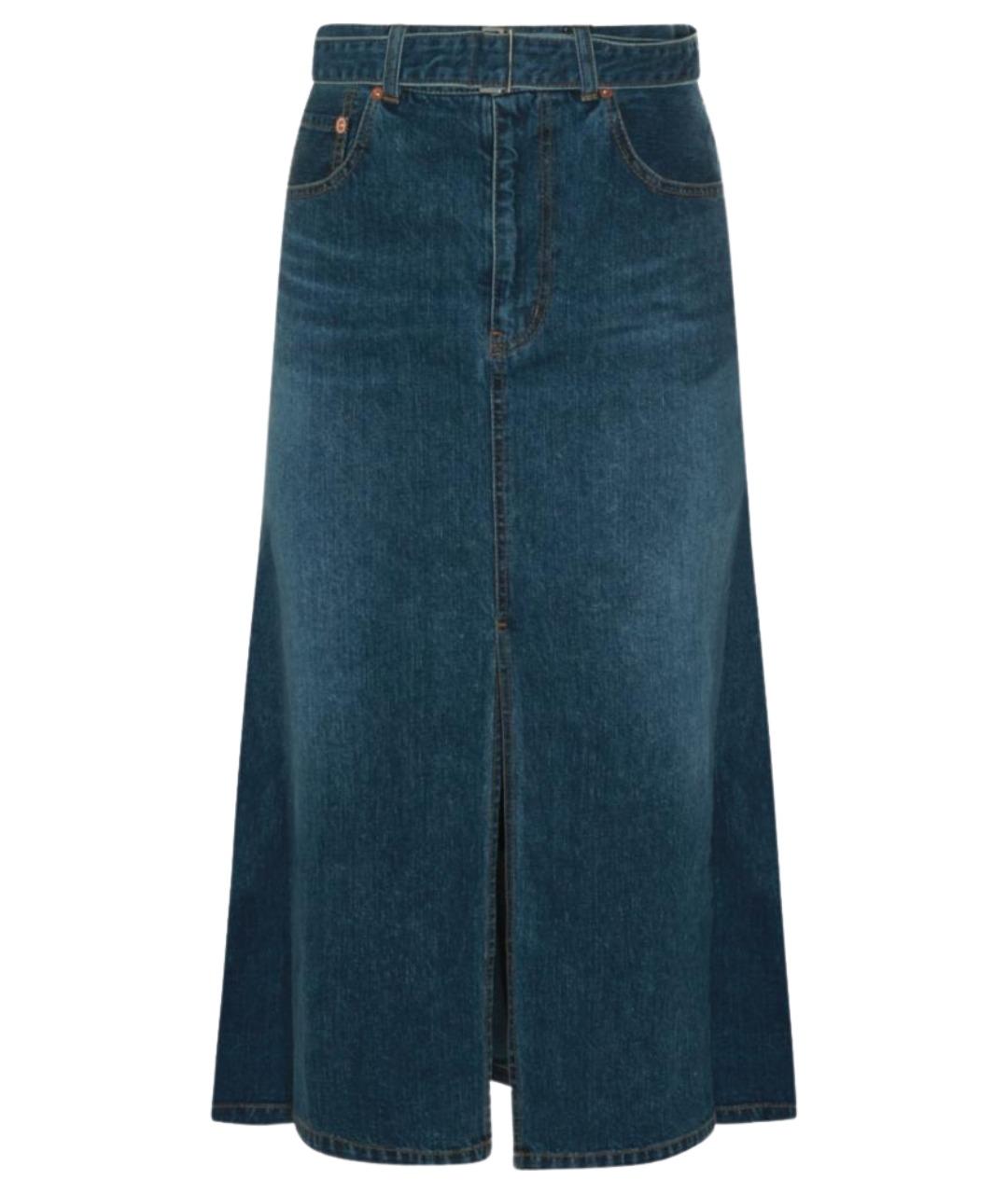 SACAI Синяя хлопковая юбка макси, фото 1