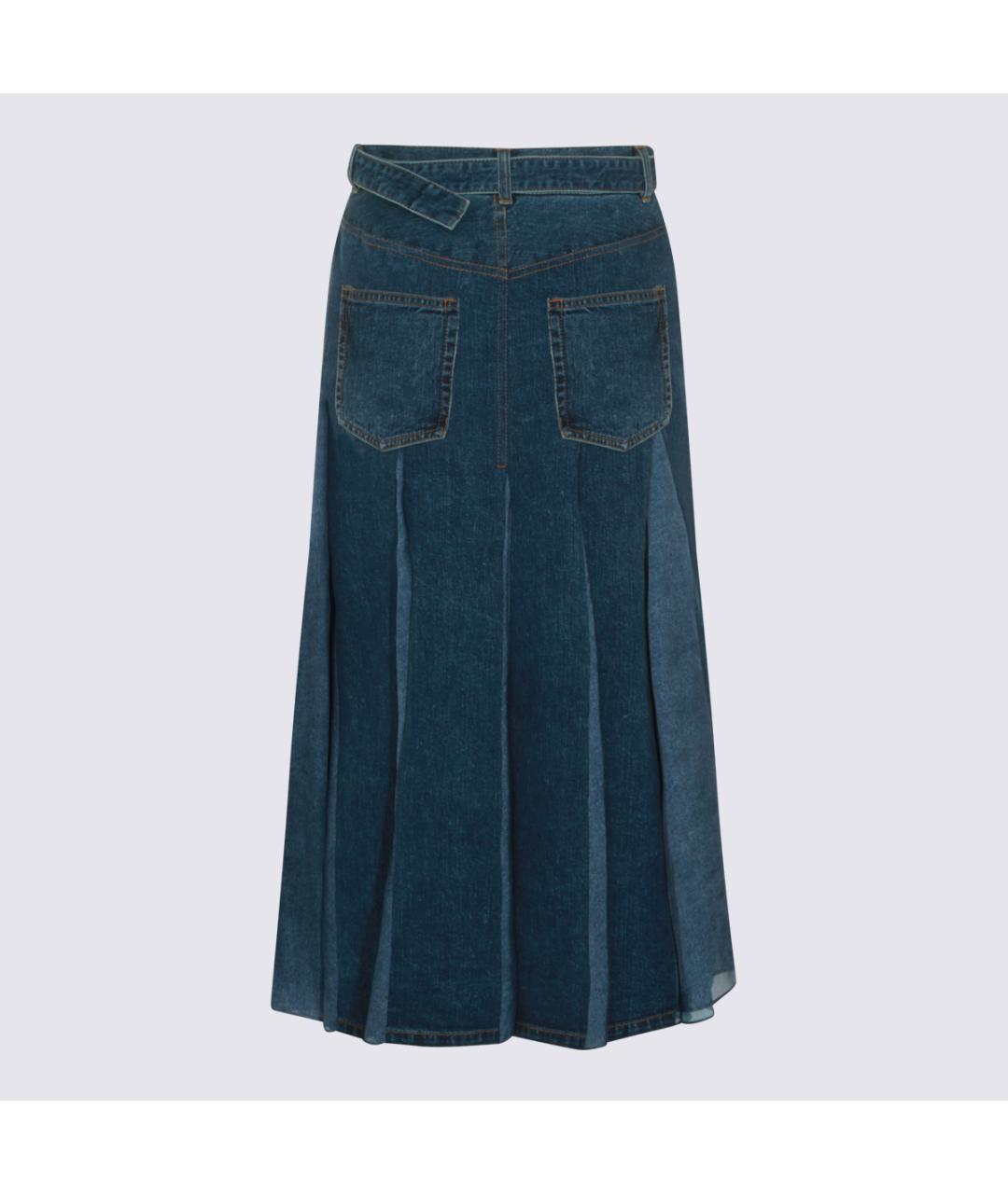 SACAI Синяя хлопковая юбка макси, фото 2