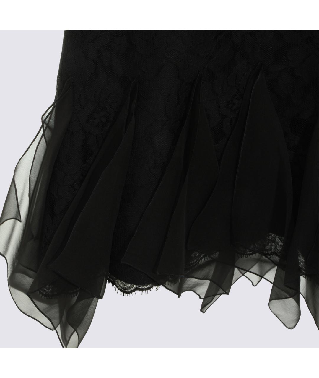 VALENTINO Черная синтетическая юбка миди, фото 3