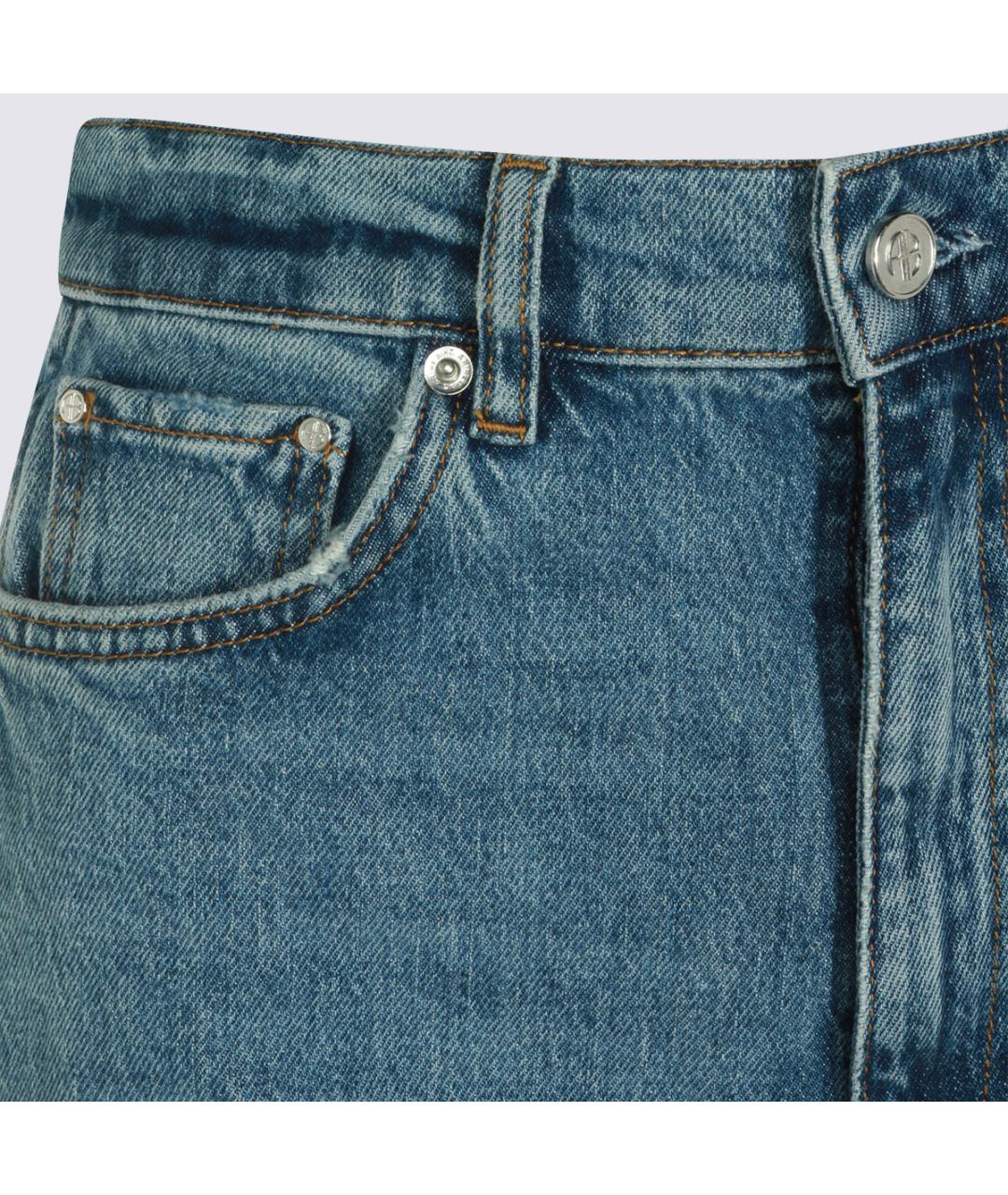 ANINE BING Синие хлопковые прямые джинсы, фото 4