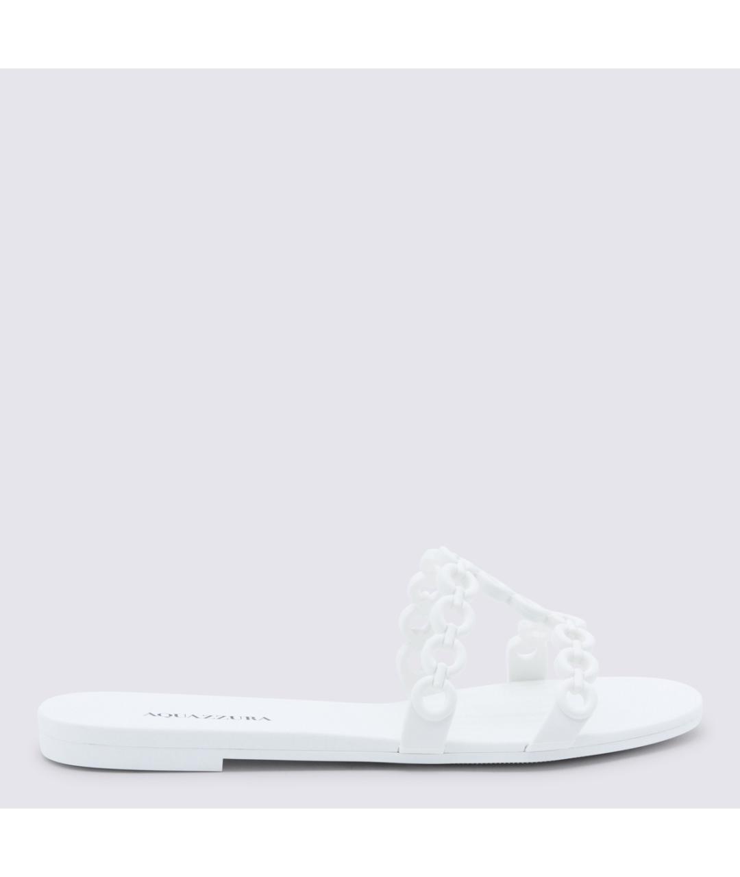 AQUAZZURA Белые кожаные шлепанцы, фото 5