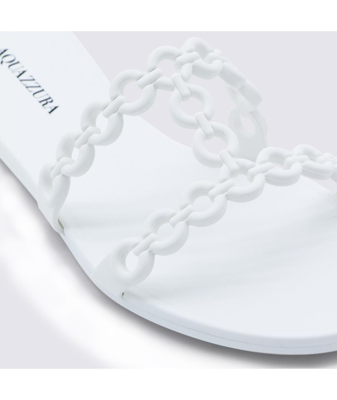 AQUAZZURA Белые кожаные шлепанцы, фото 4