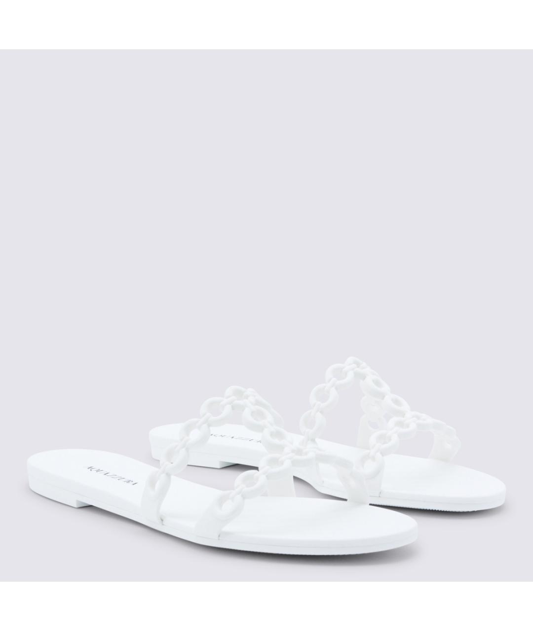 AQUAZZURA Белые кожаные шлепанцы, фото 2