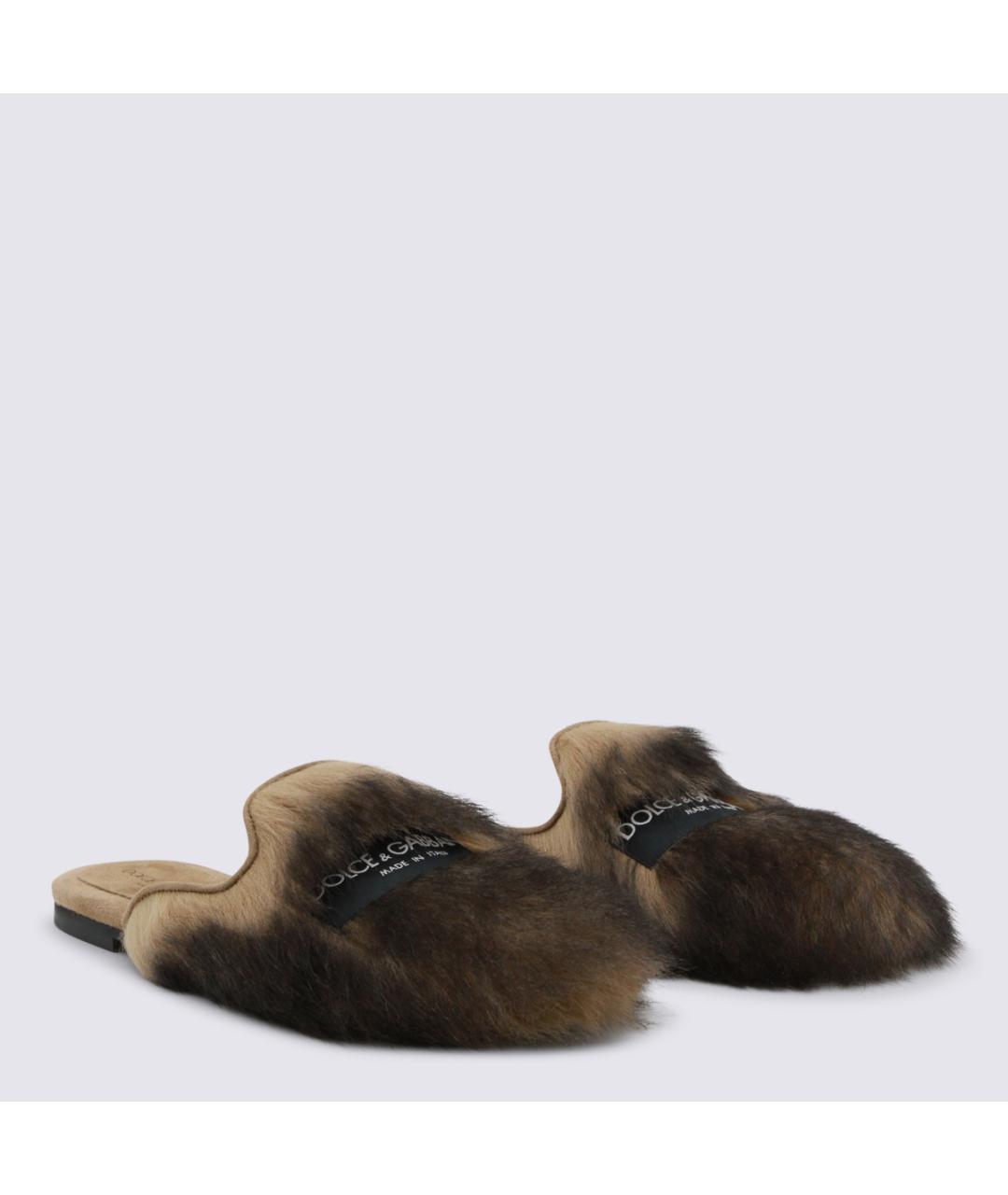 DOLCE&GABBANA Коричневые кожаные мюли, фото 2