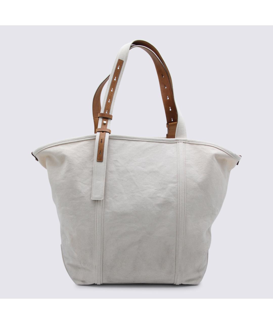 GOLDEN GOOSE DELUXE BRAND Бежевая тканевая сумка тоут, фото 3