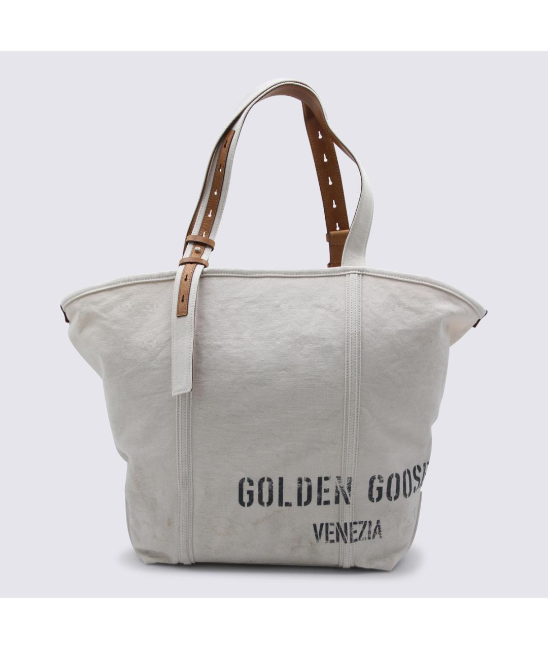 GOLDEN GOOSE DELUXE BRAND Бежевая тканевая сумка тоут, фото 5