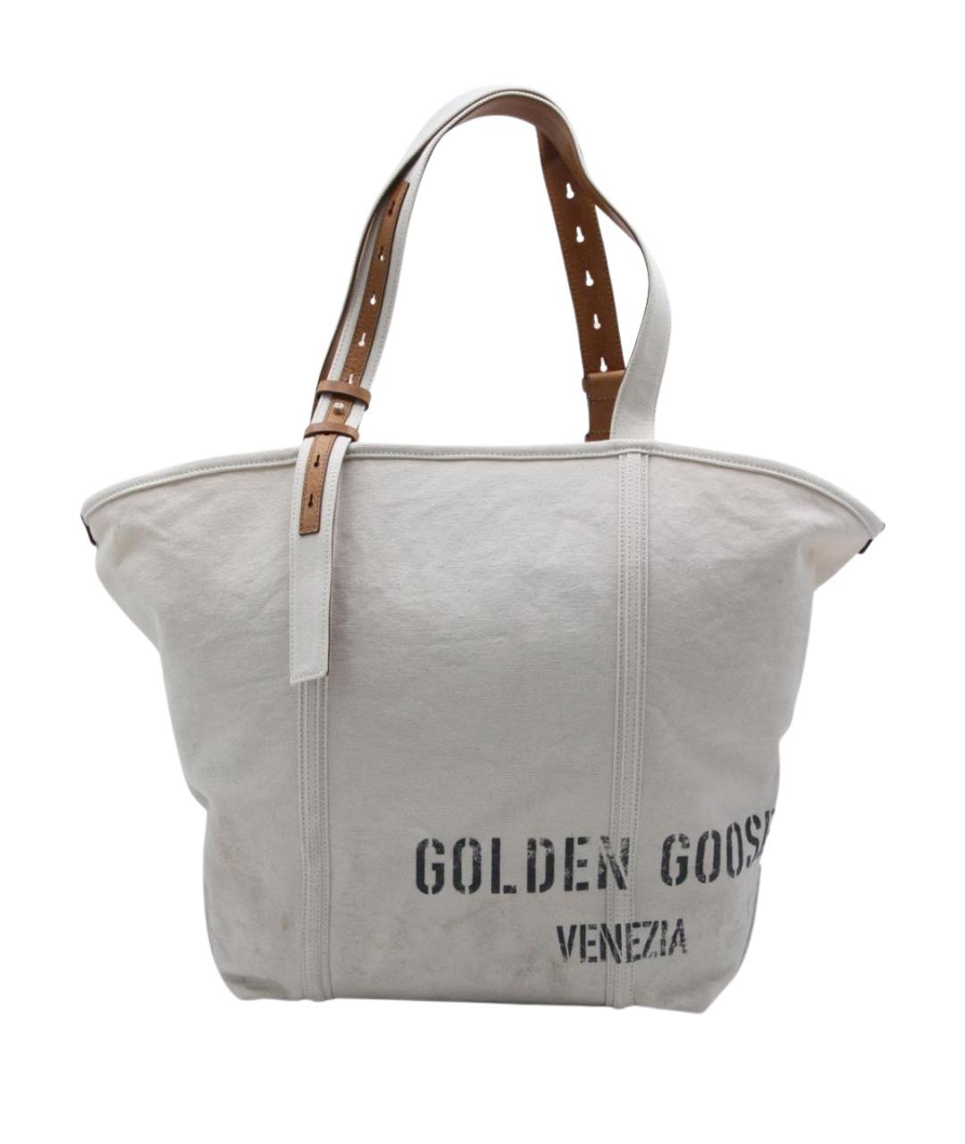 GOLDEN GOOSE DELUXE BRAND Бежевая тканевая сумка тоут, фото 1