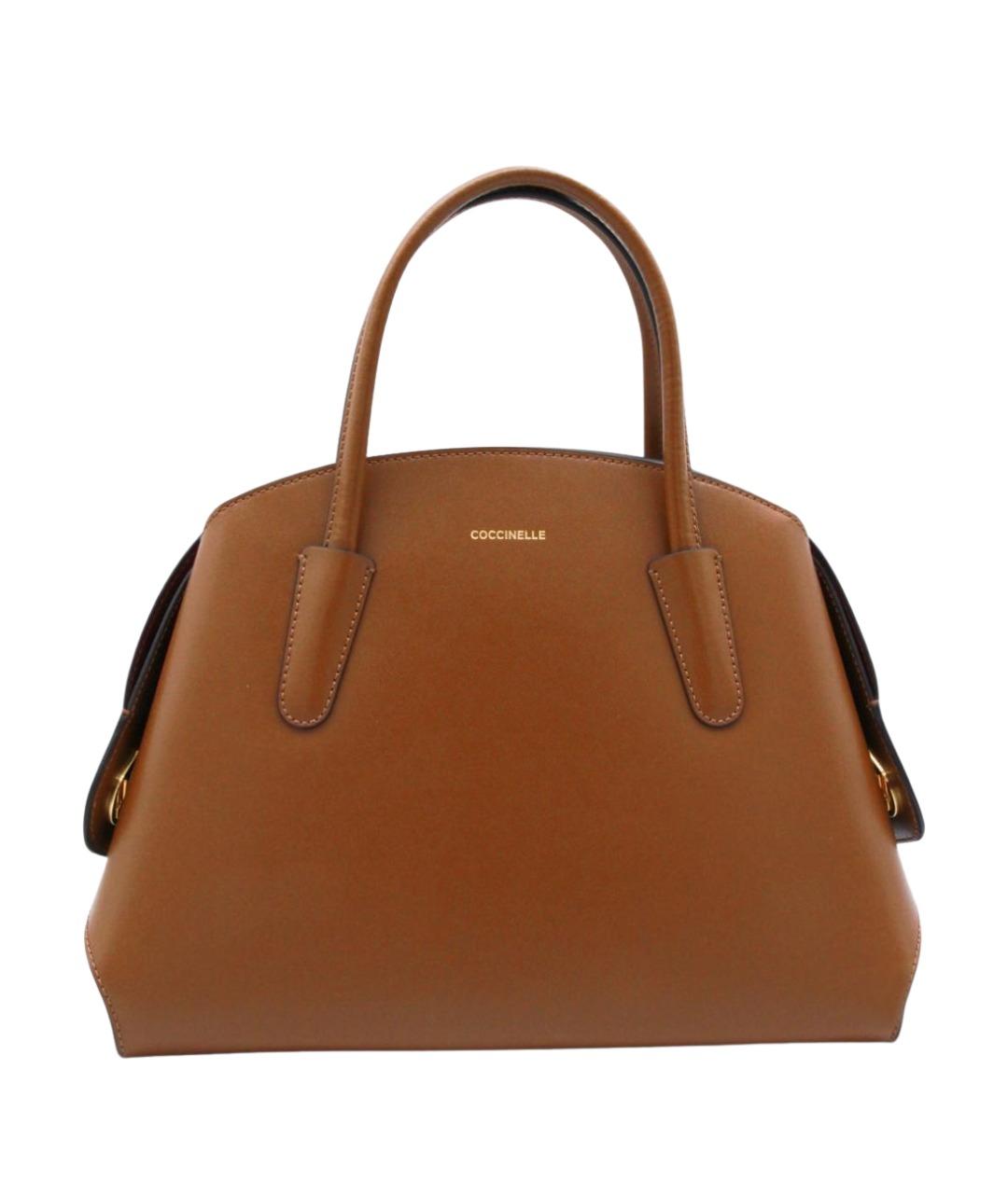 COCCINELLE Коричневая кожаная сумка с короткими ручками, фото 1