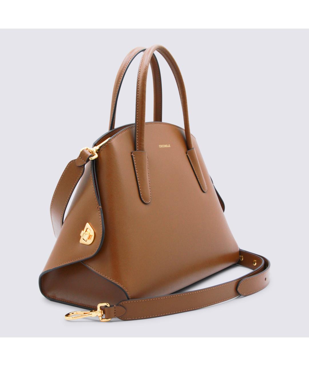 COCCINELLE Коричневая кожаная сумка с короткими ручками, фото 2