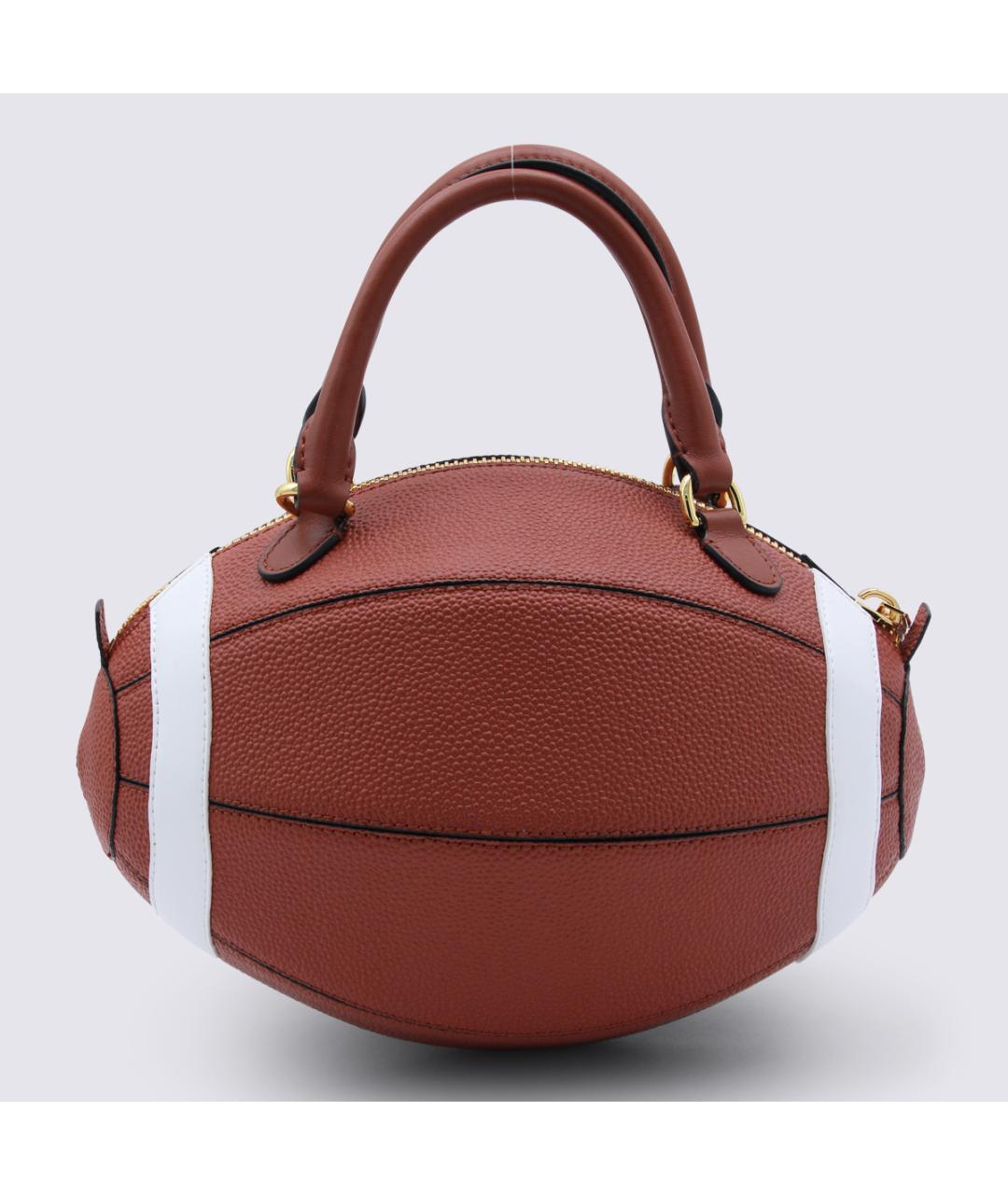 MOSCHINO Коричневая кожаная сумка с короткими ручками, фото 3