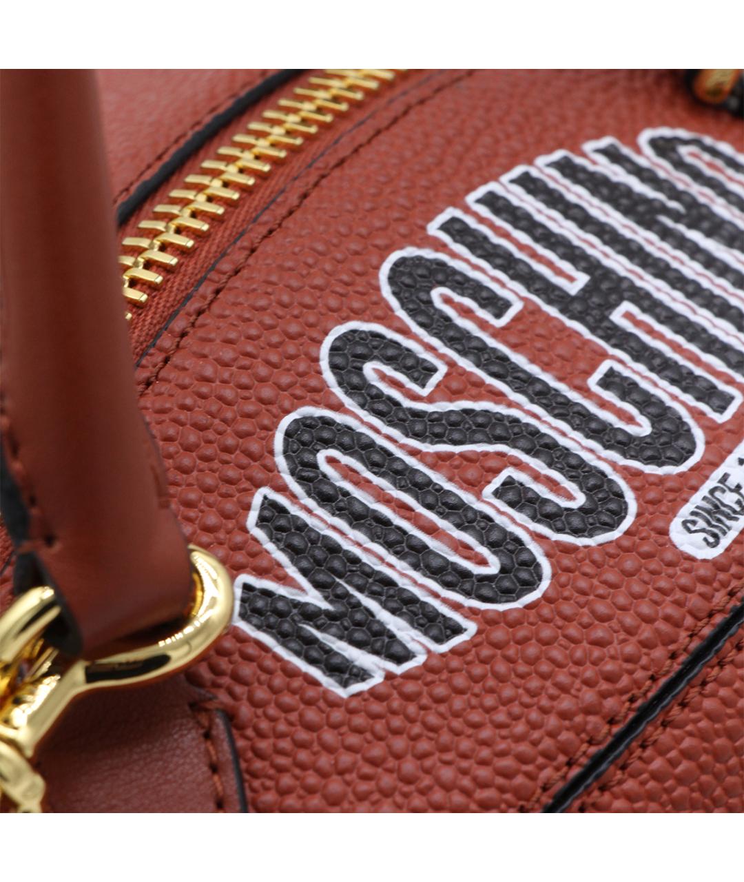 MOSCHINO Коричневая кожаная сумка с короткими ручками, фото 4