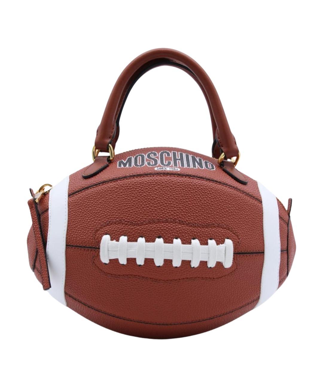 MOSCHINO Коричневая кожаная сумка с короткими ручками, фото 1